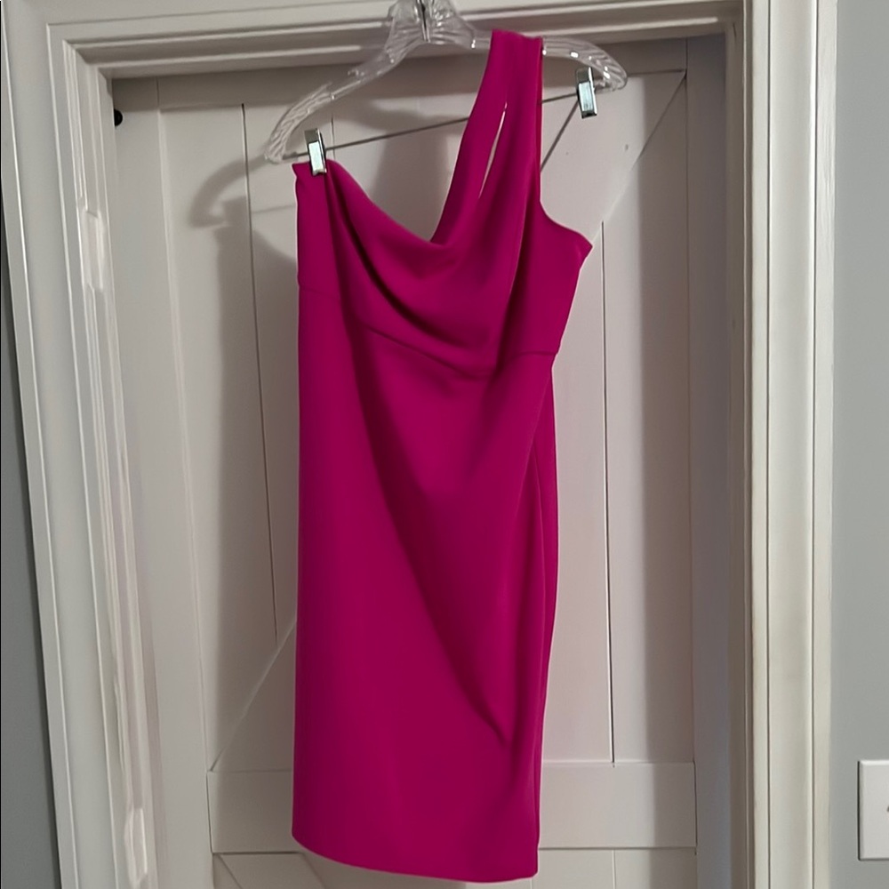 Shelby & Palmer Pink Asymmetrical One-Shoulder Cocktail Dress